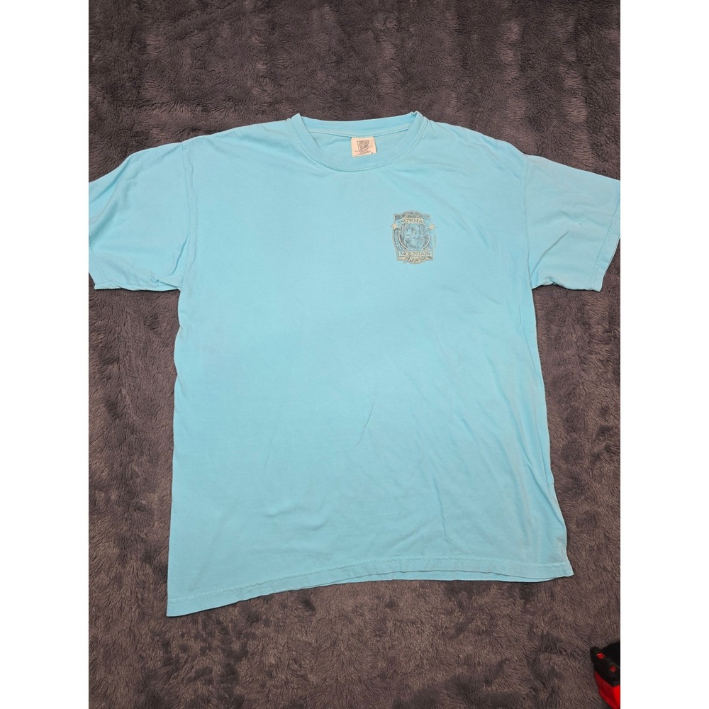 Comfort Colors Snowmass Rocky Mountain Rescue Dog T-Shirt Mens Blue Large 0212